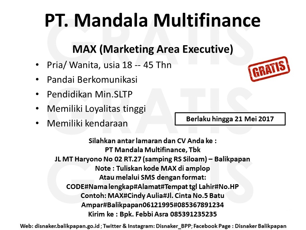 Lowongan Kerja Kota Balikpapan: Lowongan PT. Mandala Multifinance