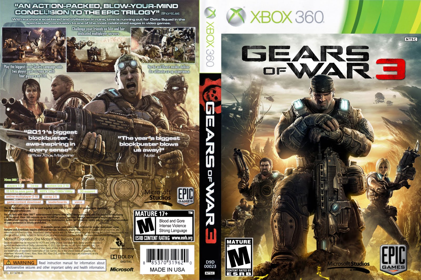 XBOX 360 GAMES GEAR OF WAR 3