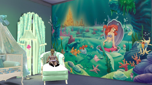 sims 4 my little mermaid wall sticker,decal and mural download
