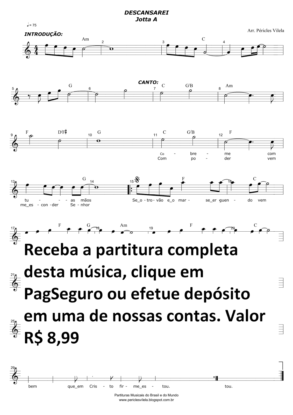 Partituras Musicais Descansarei Jotta A n.º 1688