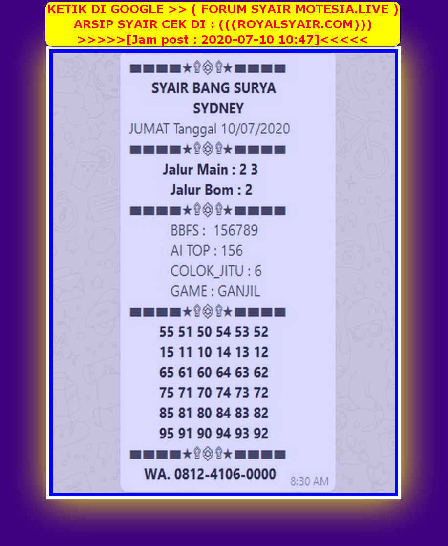 1 New Message Kode Syair Sydney 10 Juli 2020 Forum Syair Togel Hongkong Singapura Sydney