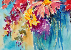 watercolor oil pastels pastel flowers painting mixed paintings bright colorful abstract bouquet flower floral watercolour kisling martha heart creative july