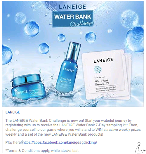 The Swanple Free Sample LANEIGE Water Bank 7Day sampling kit