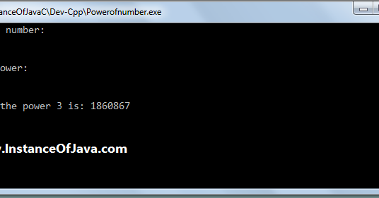C programming power function example program - InstanceOfJava