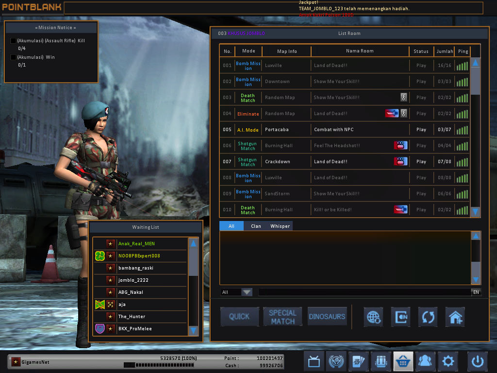 Client Private Server PointBlank Natagames Server Normal