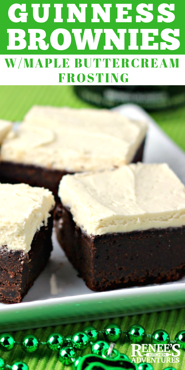 Guinness Brownies with Maple Buttercream Frosting pin for Pinterest