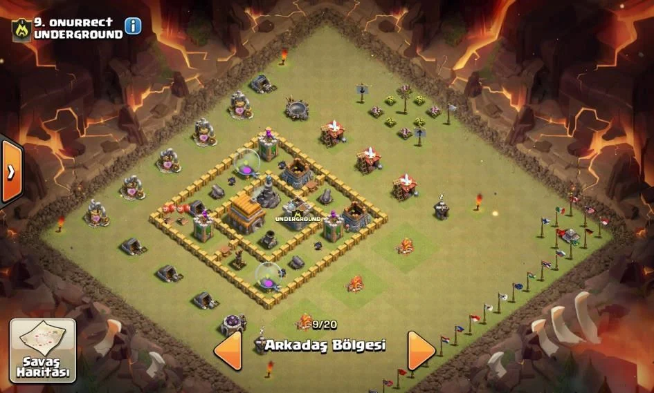 clash of clans 5. seviye köy binas? düzeni