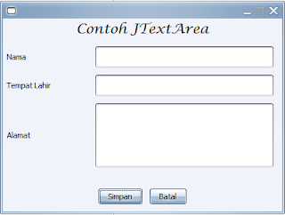 contoh program java pembuatan JTextArea menggunakan Netbeans IDE