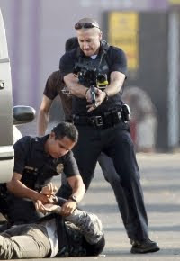 On the set of the movie End of Watch.