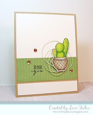 Potted Pretties Thank You card-designed by Lori Tecler/Inking Aloud-stamps and dies from Mama Elephant