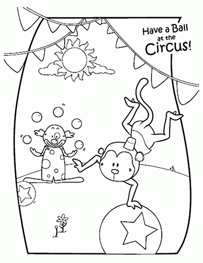 Kids Page: Circus Monkeys Colouring Coloring Pages