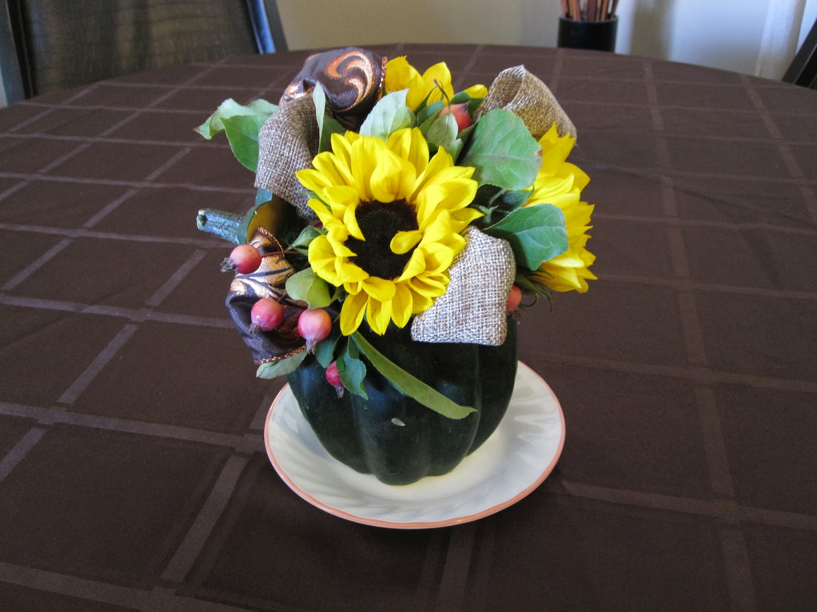 Flowers On The Roof: Fall Flower Arrangement in a Squash