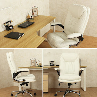 Angles Views YAMASORO Ergonomic Executive Office Chair High-Back PU Leather Computer Desk