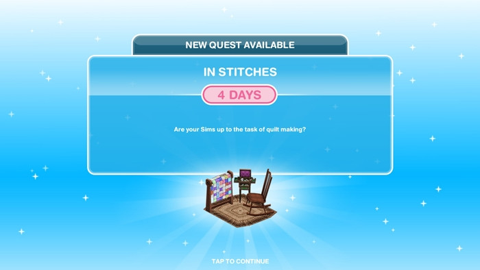 Sims Freeplay Quests and Tips: Quilting Quest: In Stitches