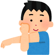 前側の肩のストレッチのイラスト（男性）