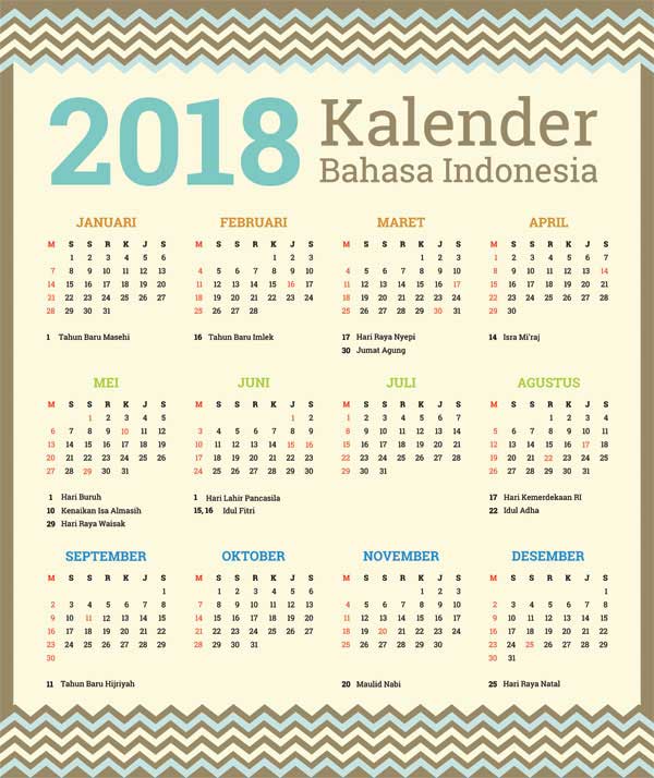 Kalender 2018 Lengkap Jawa Teknoid