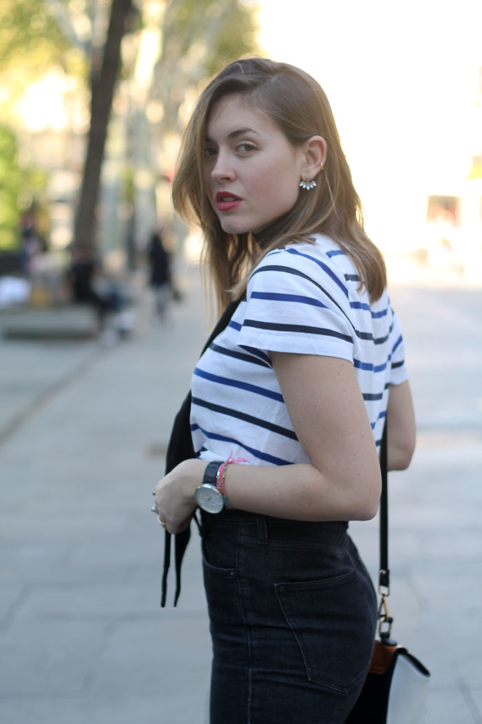 Black jeans and stripes