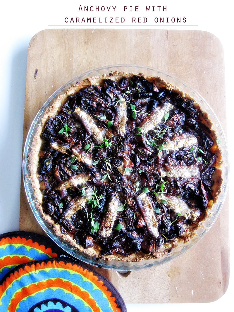 .Anchovy Pie With Caramelized Red Onions (Gluten Free).