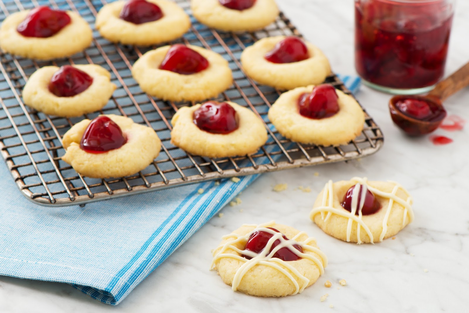 Cook with Mitch Cherry Thumbprint Cookies with White Chocolate