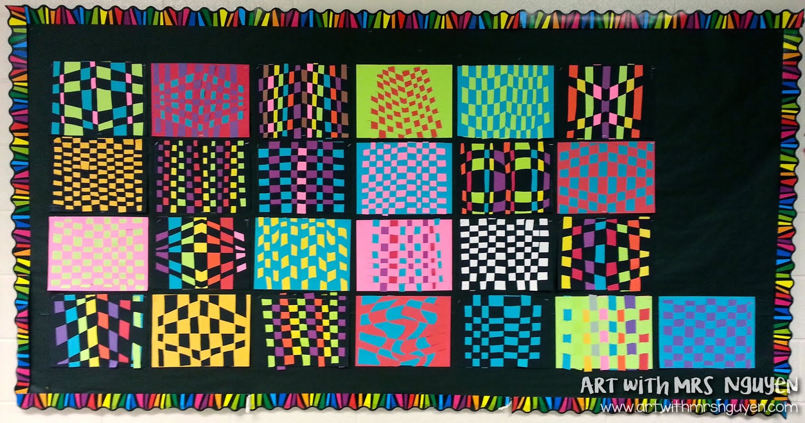 Op Art Paper Weaving Display Art with Mrs. Nguyen