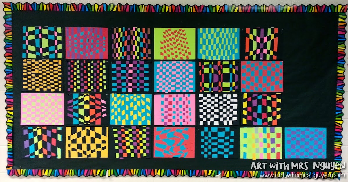 Op Art Paper Weaving Display Art with Mrs. Nguyen