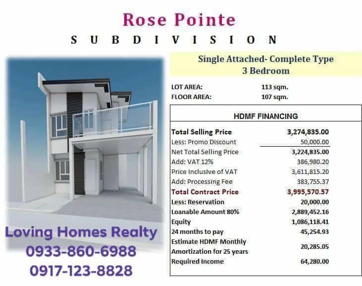 ROSE POINTE SUBDIVISION House and Lot for Sale with Balcony in Sta