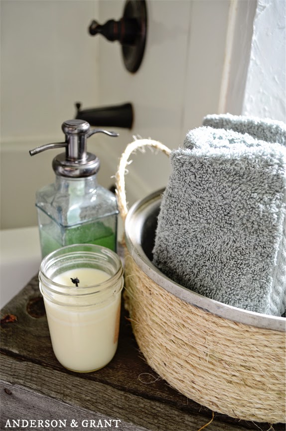 An old saucepot has been turned into a decorative storage basket....fast and easy DIY! | www.andersonandgrant.com