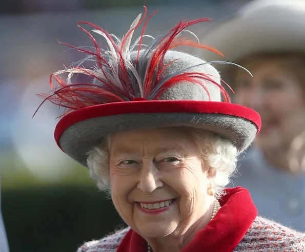 Britain's Queen Elizabeth at Ascot QIPCO British Champions Day Queen Elizabeth Style wore suit dress coat earrings bag