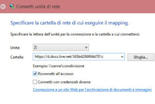 onedrive come disco di rete aggiungere onedrive a Windows