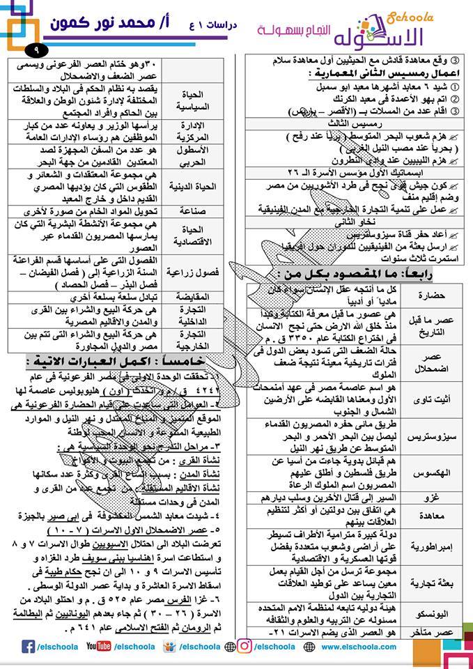 افضل مراجعة دراسات للاول الاعدادى 11 ورقة فقط شاملة الترم الاول كاملا 9