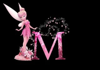 Abecedario con Tinker Bell en Rosa. Pink Tinker Bell Alphabet.