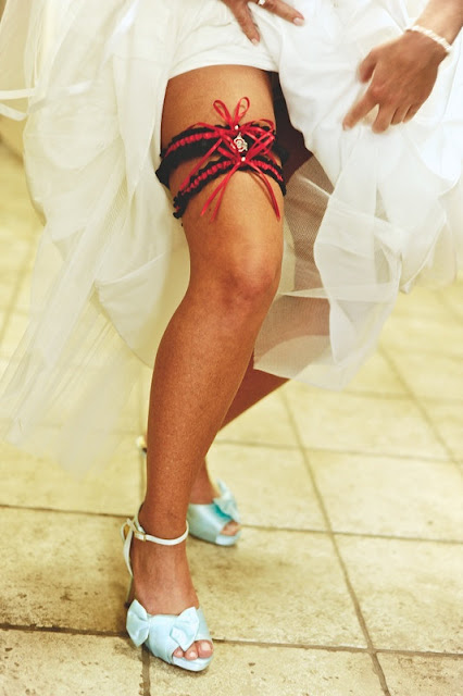 Ohio State University Buckeyes Wedding Garter Set by Sugarplum Garters