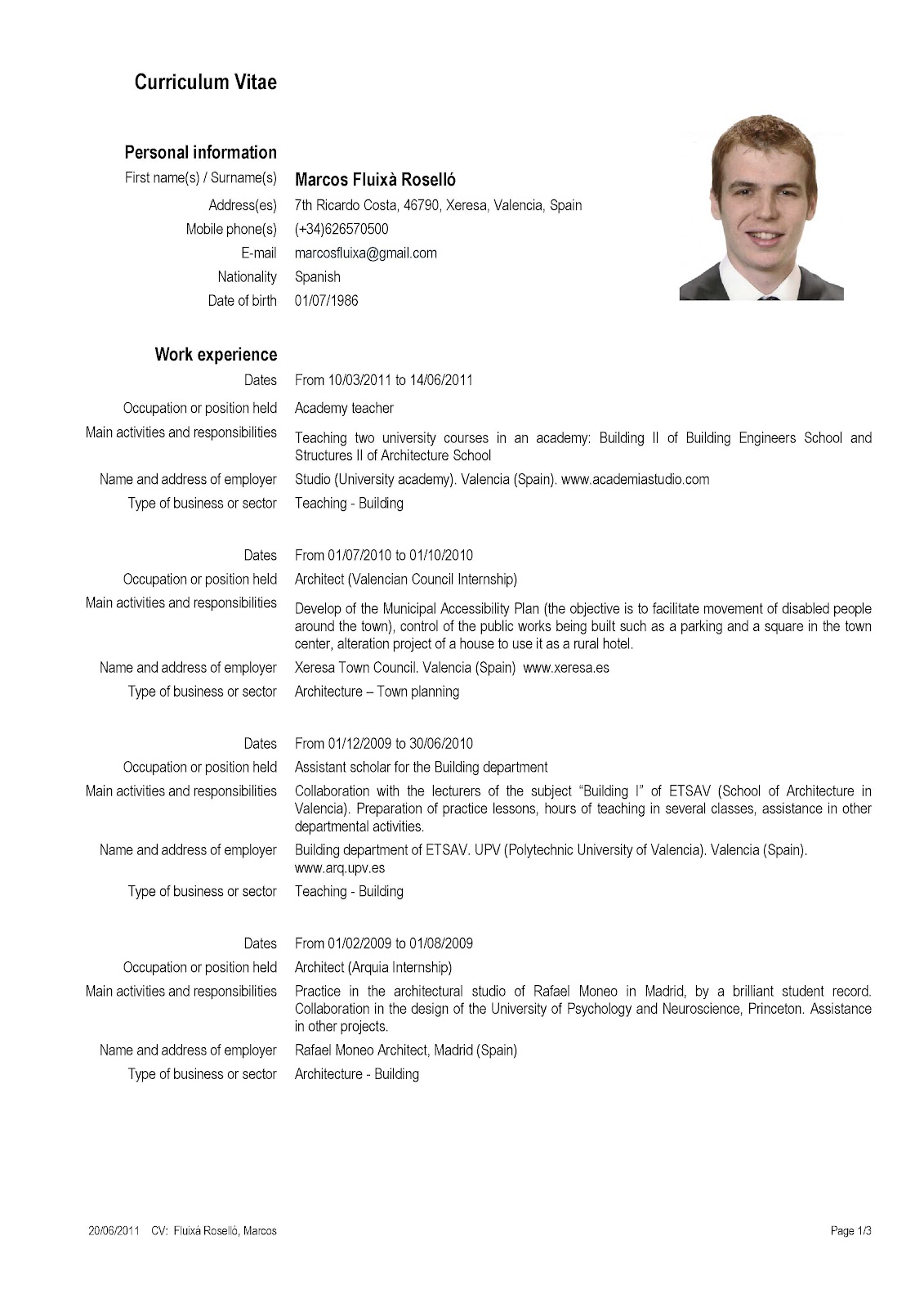 Europass cv free image