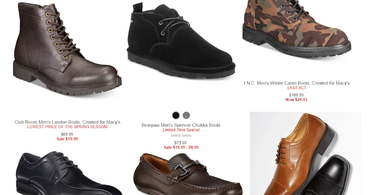 70% off Men's Shoes at Macy's Clearance Event: Club Room Boots $18.99 ...