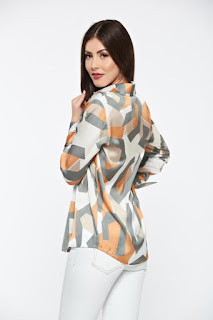 Camasa dama PrettyGirl alba cu croi larg din material satinat cu guler ascutit2