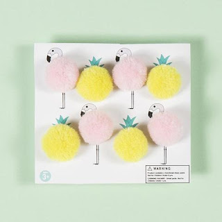 Pack of 8 Yoobi Pom Pom Push Pins Pink & Yellow 