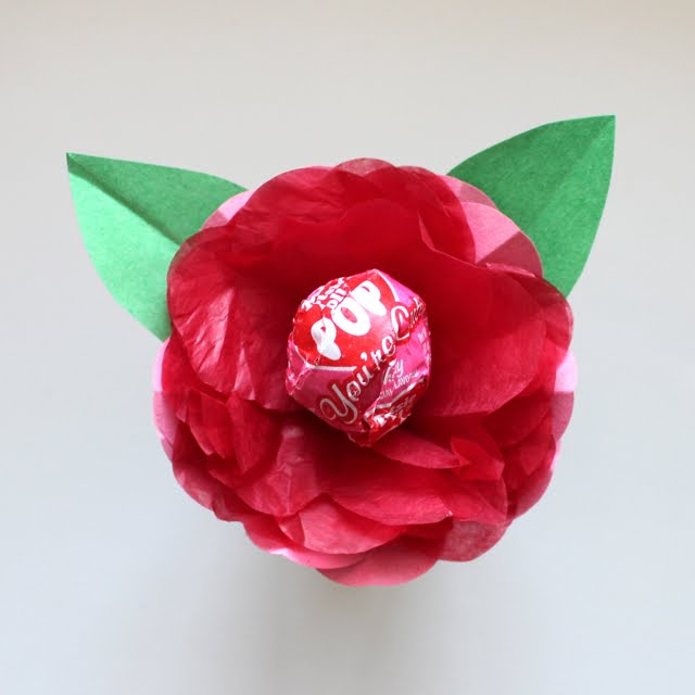 How to Make Tissue Paper Flower Lollipops - Valentine's Day DIY