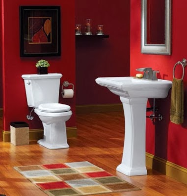 15 fotos de baños en rojo y blanco - Colores en Casa