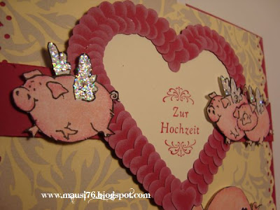 ♥ Mausi's Bastelwerkstatt ♥ Schweinchen Hochzeitskarte