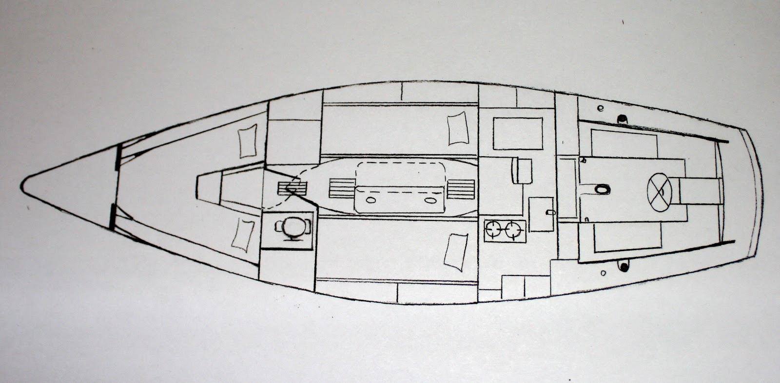 Up close and personal with our 30' Cape Dory Ketch interior