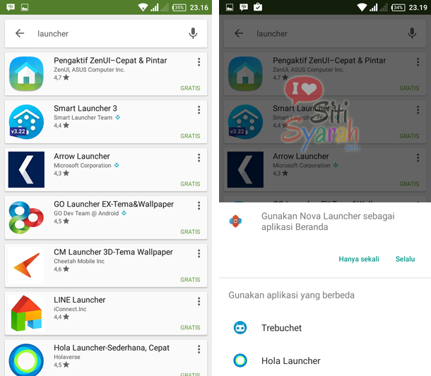 cara menggunakan launcher di android