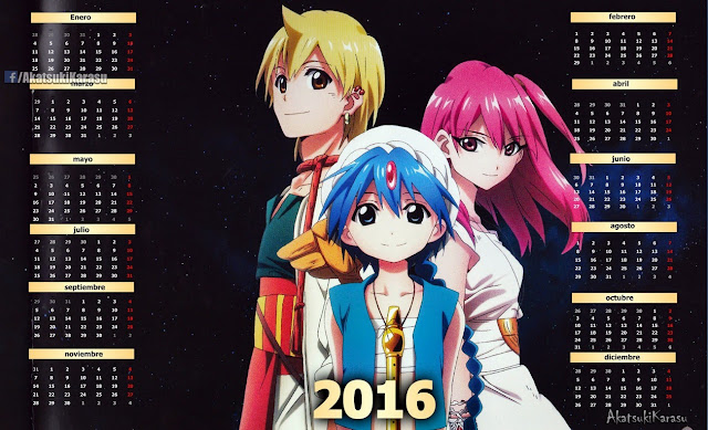 calendario 2016 anime magi