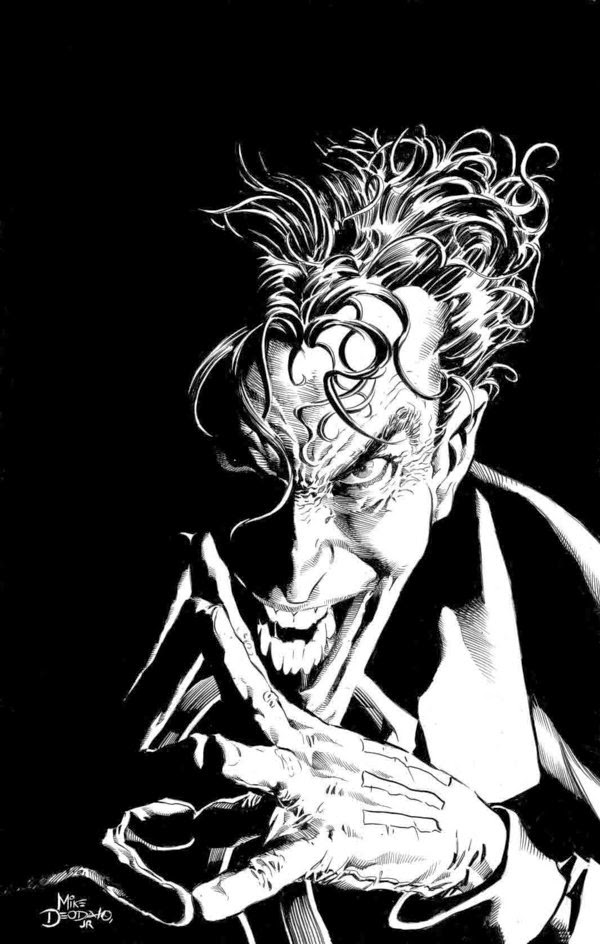 The Joker close-up B&W Drawing by Mike Deodato, Jr.
