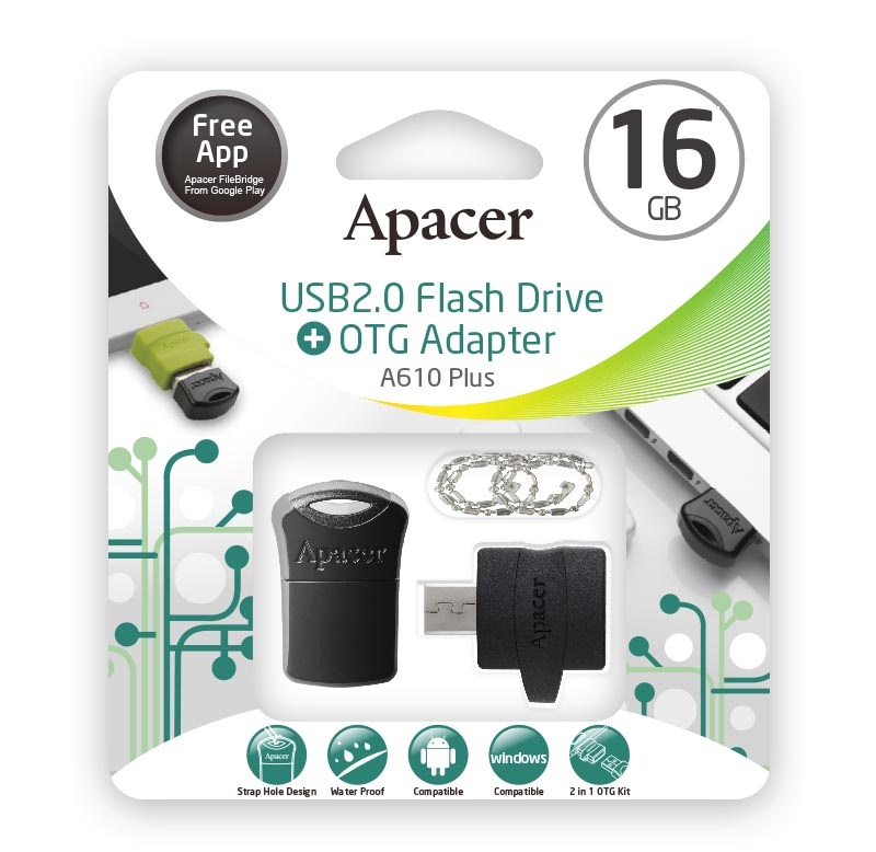 Apacer A610 OTG Adapter with USB2.0 Super-mini USB Drive AH116