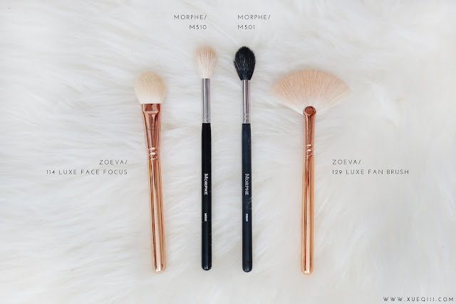 Zoeva 114 Luxe Face Focus, Morphe M510, Morphe M501, Zoeva 129 Luxe Fan Brush