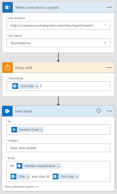 Microsoft Flow - pause till date