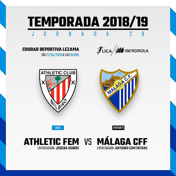 Athletic Femenino - Málaga Femenino, hoy a las 18:00 horas en Lezama Athletic Femenino - Málaga Femenino, hoy a las 18:00 horas en Lezama