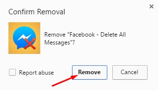 Remove Facebook Delete message Extention