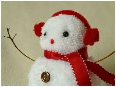 Снеговик из помпонов. Snowman of pompons