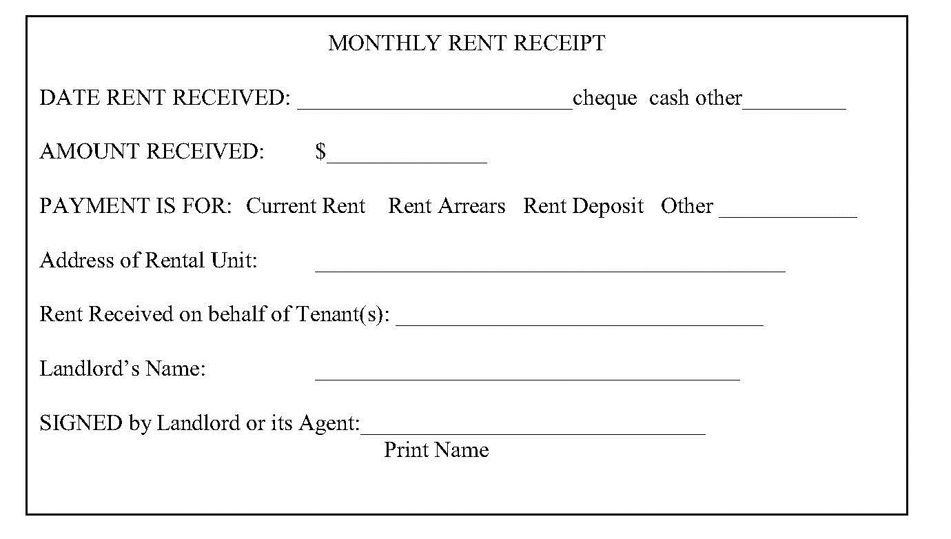 Landlord Deposit Receipt Template